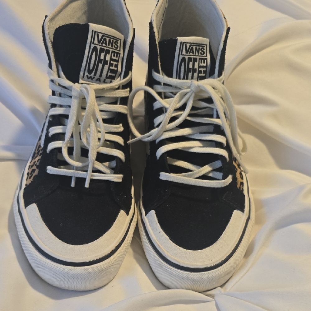 Vans Black and White Leopard High-Tops